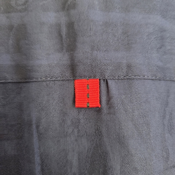 7 Downie St Dark Blue Button-Down Shirt With Subtle Paisley Pattern Size L - Picture 7 of 9